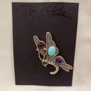 Robert Shield Galleries-Sterling and Cabouchon Stone Butterfly pin/brooch
